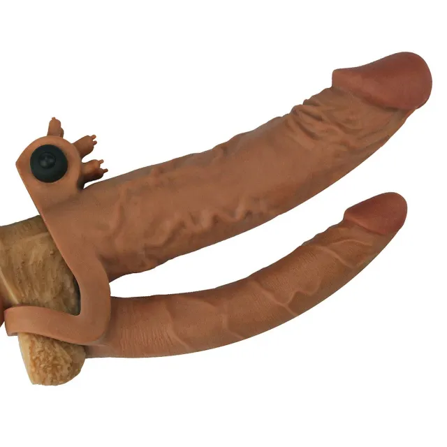 Lovetoy Pleasure X-Tender Series - Nakładka na penisa, Brązowy, 19.8 cm
