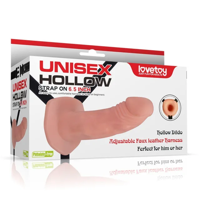 Порожнистий страпон LoveToy Unisex, 17,8 см (тілесний)