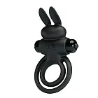 Виброкольцо Pretty Love Vibro Penis Ring Bunny III, 9,7 см (черный)