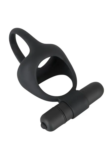 Black Velvets Cock & Ball Ring - Pierścień wibracyjny, Czarny, 7 cm