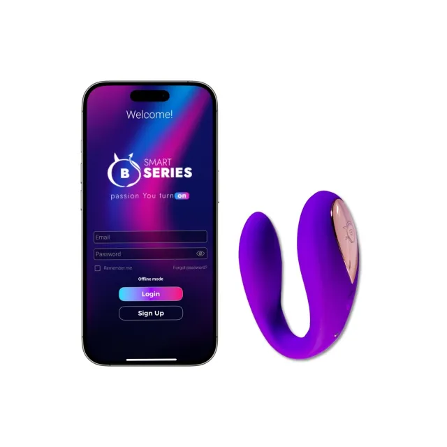 B - Series Smart Double Fun App - Wibrator, Fioletowy, 8.3 cm