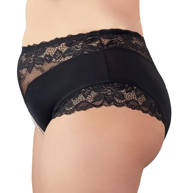 Трусики Cottelli Curves с открытым шаговым швом и бусинами, 4XL (черный)
