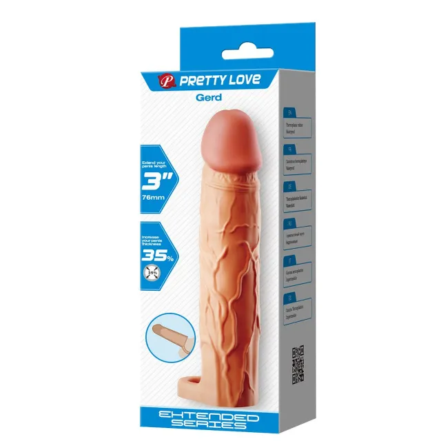 Насадка на пенис Pretty Love Gerd Flesh 3'', 19,5 см (телесный)
