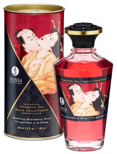 Согревающее массажное масло Shunga  Aphrodisiac Warming Oil с ароматом клубники и шампанского, 100 мл