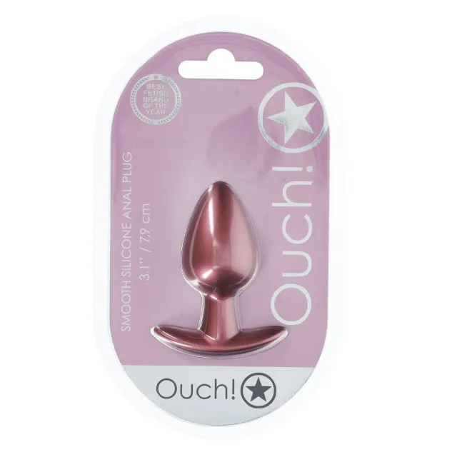 Анальная пробка Ouch! Smooth Anal Plug Metallic M, 7.9 см (розовое золото)