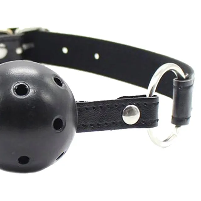 FETISH ADDICT Breathable Ball Gag - Knebel z kulką, Czarny, 63 cm