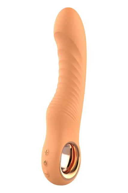 Вібратор Glam Flexible Ribbed Vibe, 22 см (жовтогарячий)