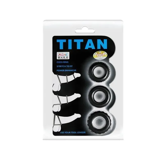 Эрекционные кольца Titan Cock Ring Set, 3 шт (черный)