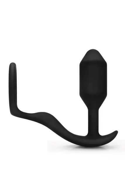 Анальна пробка з ерекційним кільцем B-Vibe Snug & Tug, 10.7 см (чорний)