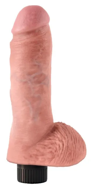 Вибратор King Cock Vibrating Cock With Balls, 20.3 см (телесный)