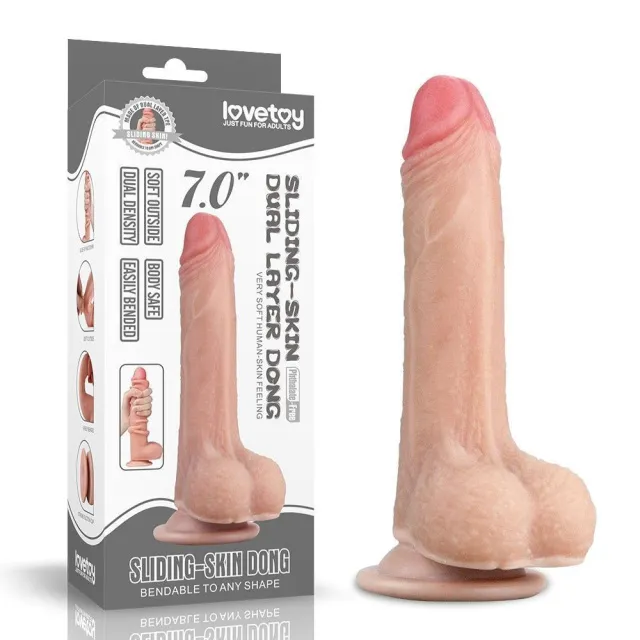 Фалоімітатор LoveToy Sliding Skin Dong, 15,5 см (тілесний)