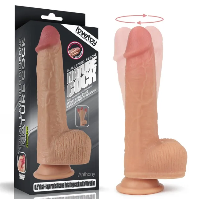 Реалістичний вібратор Dual Layer Rotating Nature Cock Anthony, 21,5 см (тілесний)