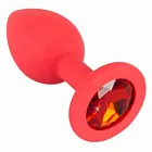 Colorful Joy Jewel Red Plug - Korek analny z kryształkiem, Czerwony, 7, 2 cm