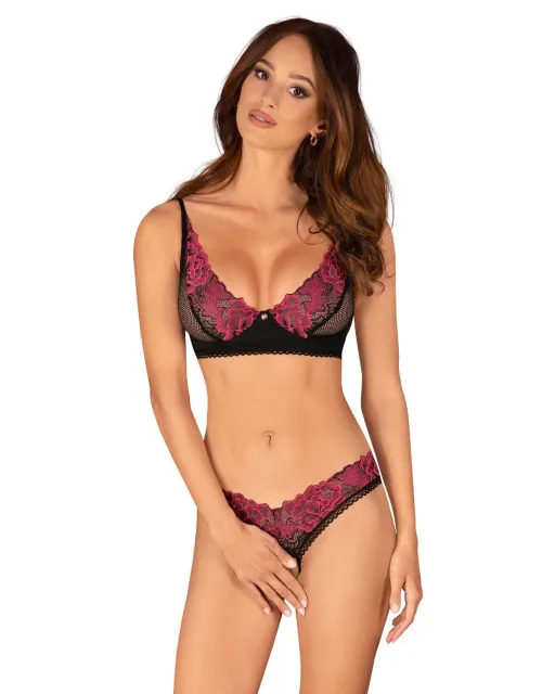 Комплект Obsessive Rosenty otwarty, M/L (черный)