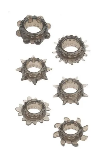 Dream Toys Ring set 6 pcs - Zestaw pierścieni erekcyjnych, Czarny, 3.5 cm, One size