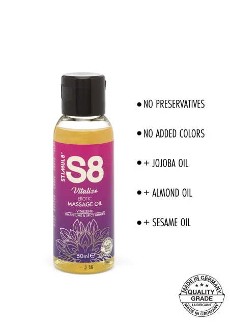 Массажное масло S8 Massage Oil Omani Lime & Spicy Ginger, 50 мл