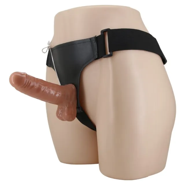 Страпон с вибрацией Baile Ultra Passionate Harness, 16 см (коричневый)