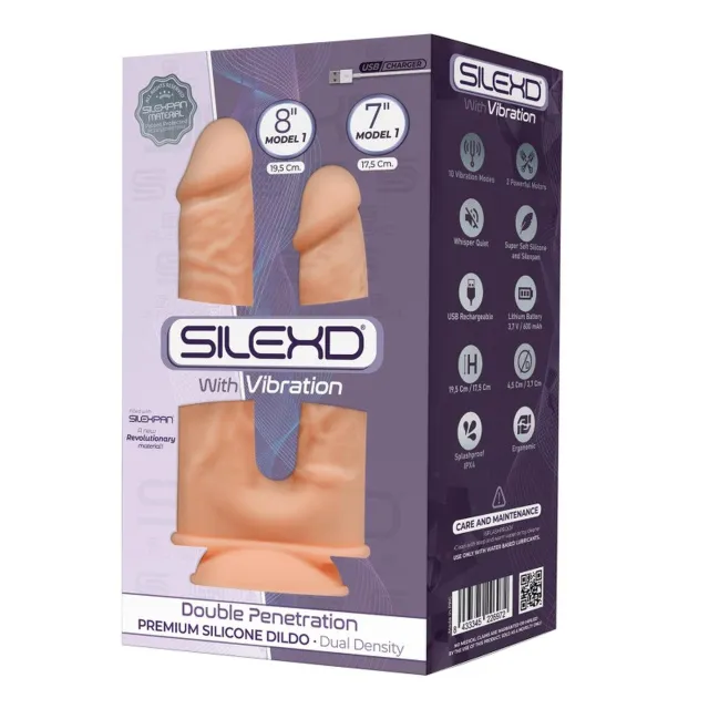 Вибратор Silexd Premium Silicone Dildo Model 1 Size 8"-7", 19.5 см (телесный)