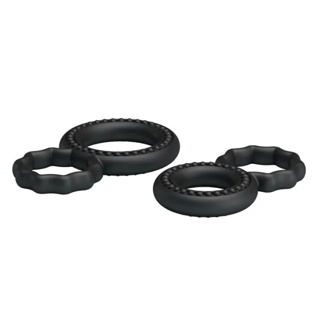 Эрекционное кольцо Baile Cock Rings, набор 2 шт (черный)