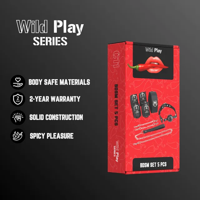 BDSM набор Erospace Wild Play C11, 5 шт (черный)