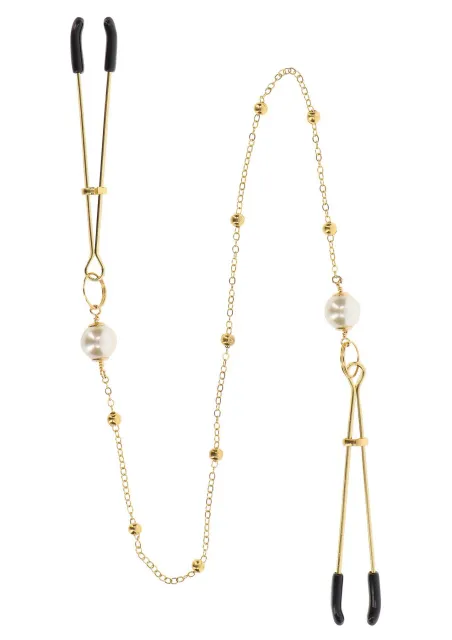 Затискачі для сосків Taboom Tweezers Pearl & Deluxe Chain Gold (золотий)