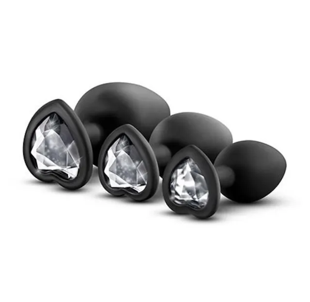 Набор анальных пробок Bling Plugs Trainer Kit, 3 шт (черный)