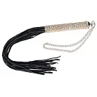 Bad Kitty Mini Whip Rhinestones - Pejcz, Czarny, 40 cm