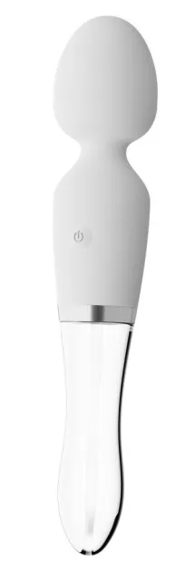 Liaison Glass Vibrator 1 - Dwustronny szklany wibrator, Biały, 21, 5 cm