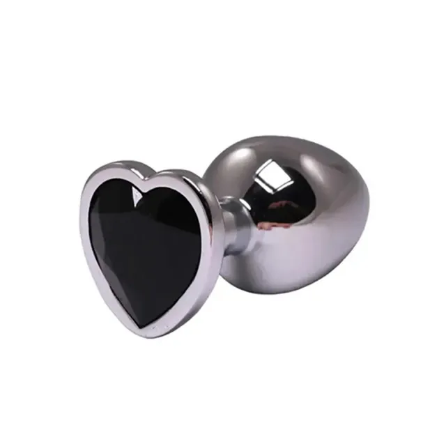 Анальная пробка Fantasy Silver Butt Plug Heart-Shaped M, 8 см (черный)