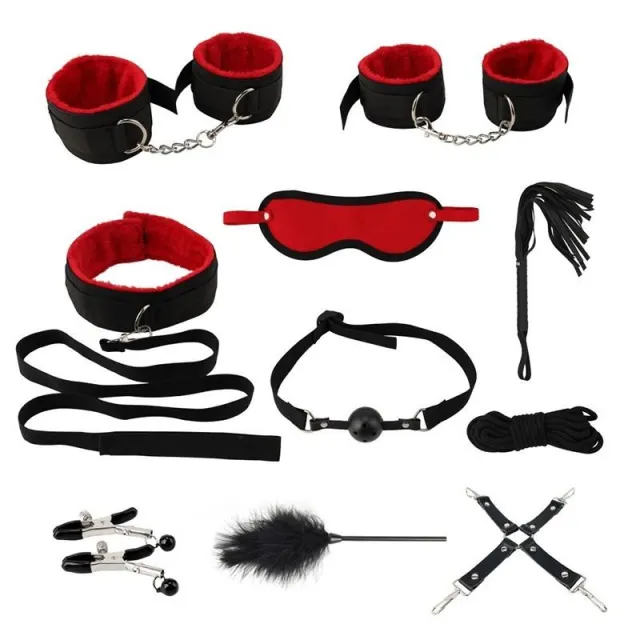 BDSM набор Power Escorts Kinky Play Luxury Bondage Box, 10 шт (черный)