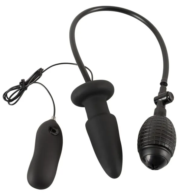 Анальная пробка Orion Inflatable + Vibrating Butt Plug, 12.2 см (черный)
