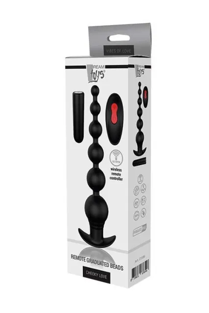 Анальна пробка Dream Toys Graduating Beads, 20.7 см (чорний)