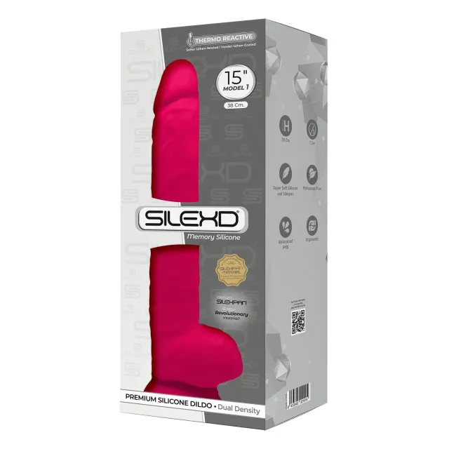 Silexd Premium Silicone Dildo Model 1 Size 15 - Dildo, Różowy, 38 cm