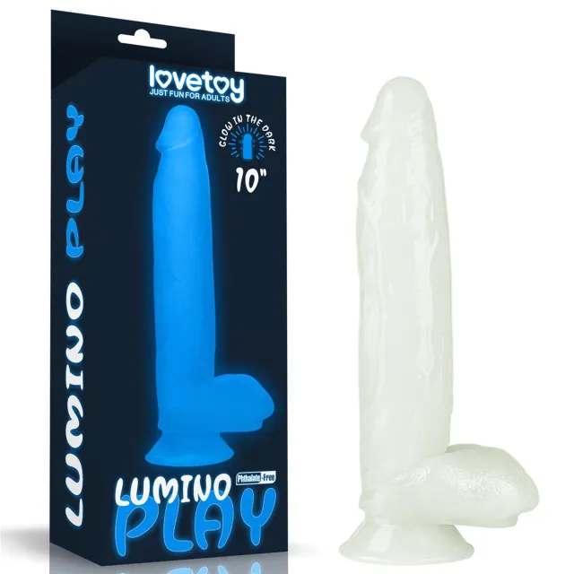 Неоновый фаллоимитатор LoveToy Lumino Play, 26 см (голубой)