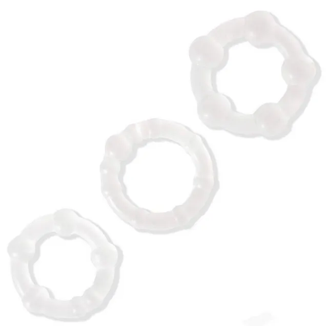 Набор эрекционных колец LoveToy Triple Beaded Ring Set, 3 шт (прозрачный)