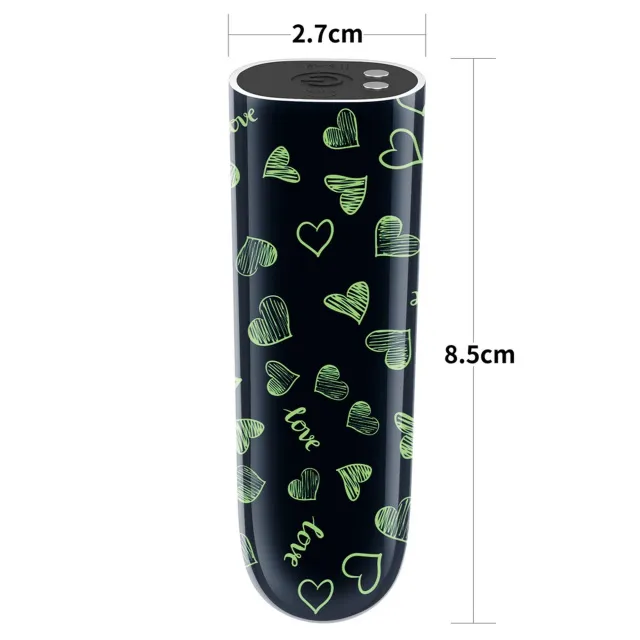 Вибратор для клитора LoveToy Heart Massager Glow In The Dark, 8,5 см (черный)