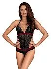 Кружевной боди Obsessive Rossita, S/M (черный)