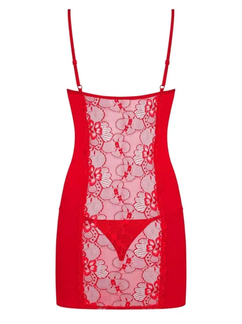 Сорочка і стрінги Obsessive Heartina, XXL (червоний)