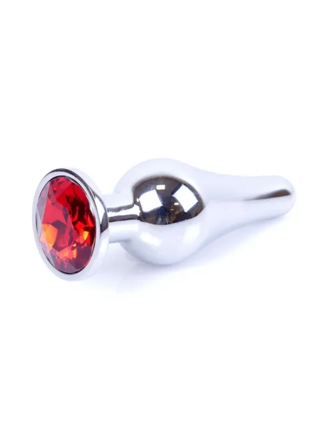 Анальная пробка B-Series HeavyFun Jewellery Silver Plug, 9.5 см (красный)