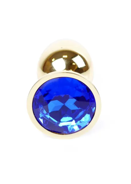 Анальная пробка с кристаллом B - Series HeavyFun Plug-Jewellery Gold, 7 см (синий)