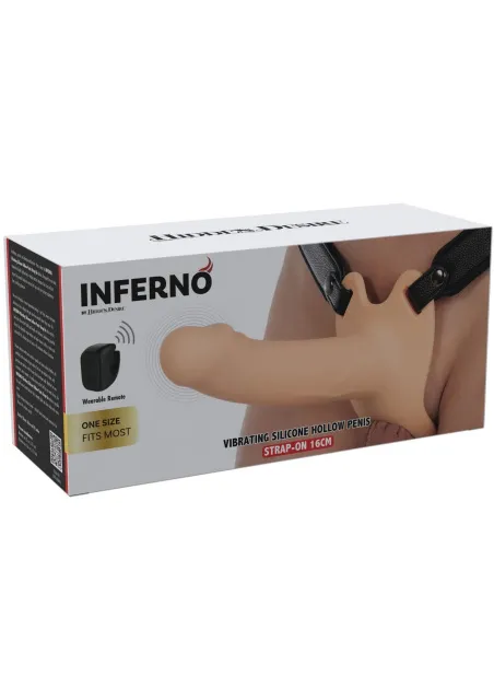 Hidden Desire Hollow Vibrating Strap-On - Wibrujący strapon, W kolorze cielistym, 16 cm