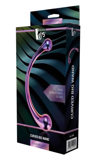Двухсторонний фаллоимитатор Glamour Glass Curved Big Wand, 21 см (мульти)