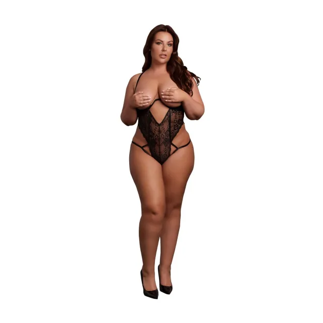 Боди Le Désir Lace Underwired Open Cup, Plus Size (черный)