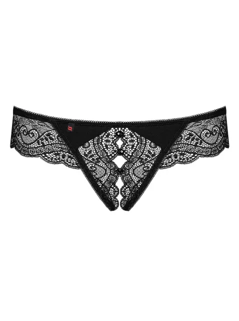Сексуальные стринги Obsessive Miamor Crotchless, XXL (чёрный)