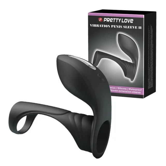 Pretty Love Vibration Penis Sleeve II - Nakładka na penisa, Czarny, 9 cm