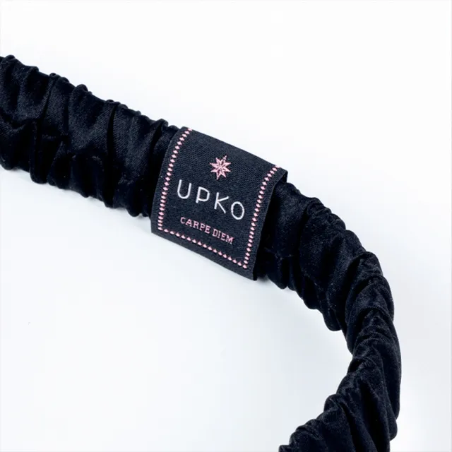 UPKO Embroidered Silk Blindfold - Opaska na oczy, Czarny, 20.5 cm