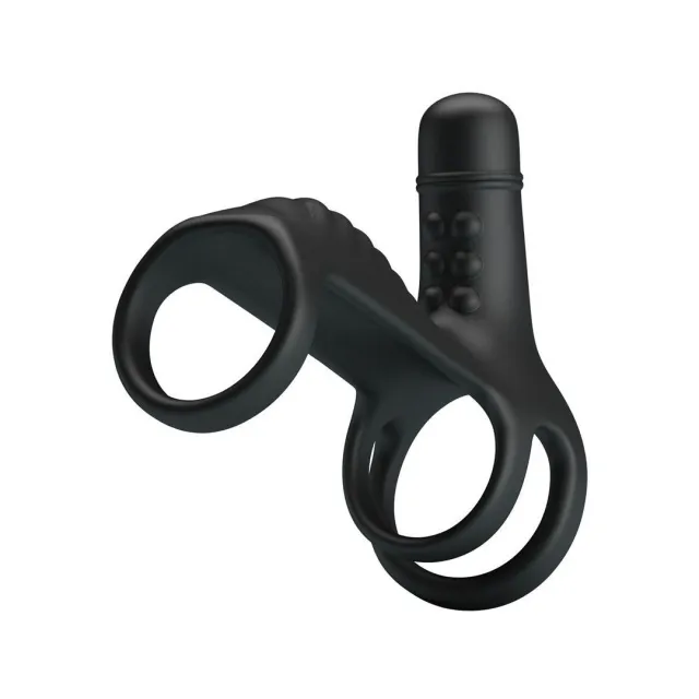 Насадка на пеніс з вібрацією Pretty Love Vibrating Penis Sling, 11,5 см (чорний)