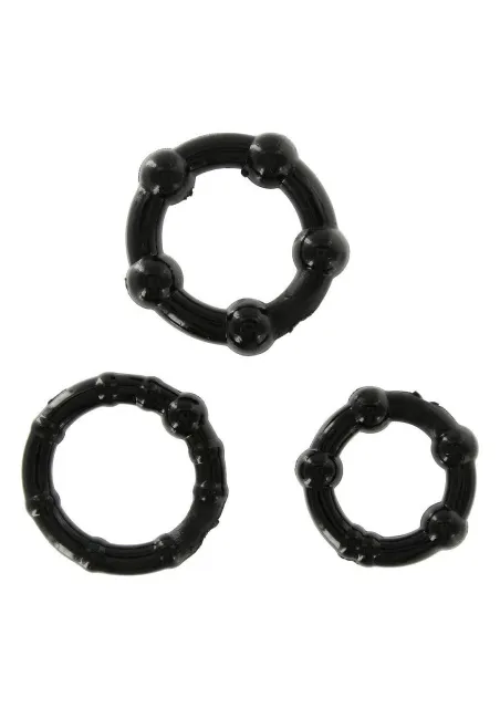 Scala Selection Stay Hard - Three Rings - Zestaw pierścieni erekcyjnych, Czarny