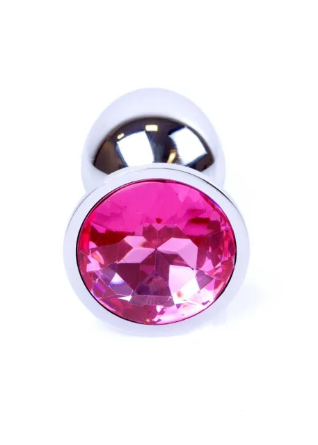 Металлическая анальная пробка с кристаллом Boss Jewellery, 7х2.7 см (фуксия)