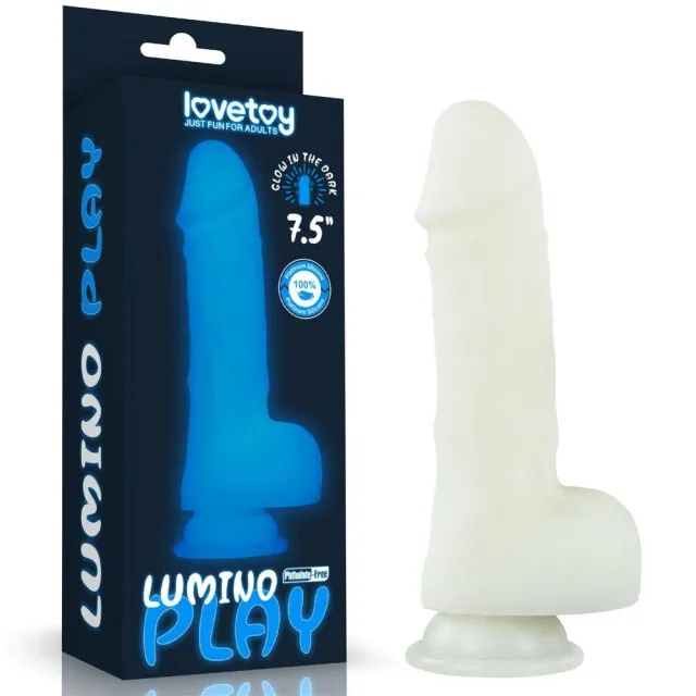 Неоновий фалоімітатор LoveToy Lumino Play, 19,3 см (синій)